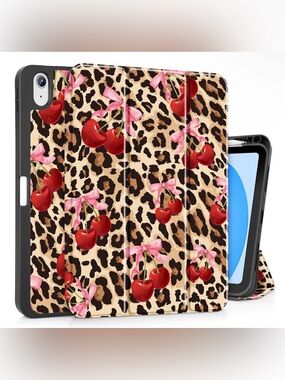 Leopard Cherry APPLE IPAD A16 (11”) Case Cover - Pink & Red 10th 11th generation